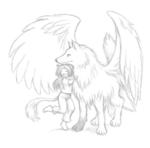 Winged Wolf and Lion Girl